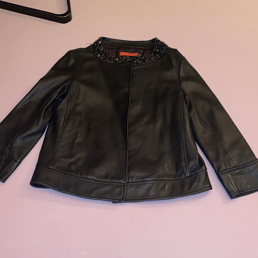 Alice and Olivia beaded leather jacket
